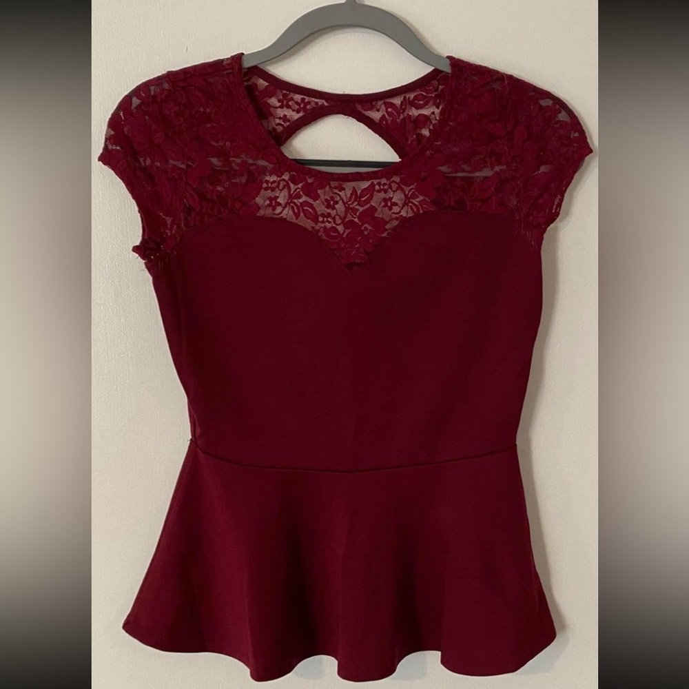 Women’s Ambiance Apparel maroon lace top